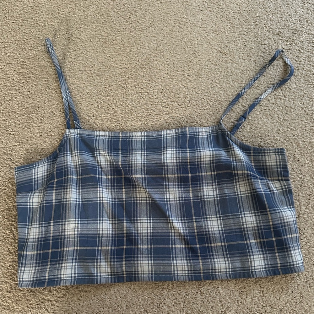 Blue plaid crop top